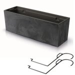Boite a fleur plastique a suspendre jardiniere 19 l aspect b�ton pot de fleur h 19, 5 cm cache pot anthracite ...