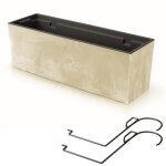 Boite a fleur plastique a suspendre jardiniere 19 l aspect bton pot de fleur h 19, 5 cm cache pot creme ...