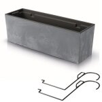 Boite a fleur plastique a suspendre jardiniere 19 l aspect bton pot de fleur h 19, 5 cm cache pot beton ...