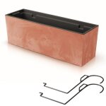 Boite a fleur plastique a suspendre jardiniere 19 l aspect bton pot de fleur h 19, 5 cm cache pot terre ...