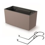 Bote a fleurs et support pot de fleurs 39, 5 cm bac de balcon jardiniere en plastique couleur mokka ...