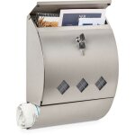 Bo�te aux lettres, porte - journaux, acier inox, fen�tre de visualis�tion, 2 cl�s, hlp 40x30x12, 5 cm, ...