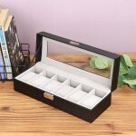 Bo�te a montres en similicuir 6 compartiments (30 x 11 x 8 cm) - case elegance - texture crocodile - ...