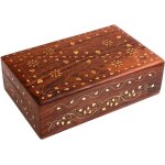 Bote de rangement de bijoux en bois sculpt a la main motif floral incrustation en laiton organisateur ...