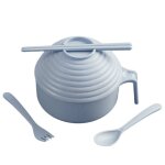 Bol a nouilles instantan�es pp avec couvercle, paille de bl� bol a soupe a nouilles avec baguettes cuill�re ...