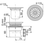 Bonde de douche - � visser - grille inox 90mm valentin