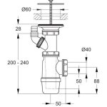 Bonde � grille - Ø 60 mm - pour lavabo collectif porcher