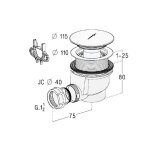 Bonde horizontale pour receveur � 90 mm