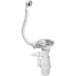 Bonde à panier blanche 90mm et trop - plein avec siphon réglable wirquin Bonde à panier blanche 90mm et trop - plein avec siphon réglable wirquin