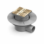 Bonde � sortie horizontale pour receveur � carreler rainy - grille inox dor�e