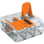 Borne - bornier wago - 221 - 413 - connecteur universel 3x4mm2 transparent orange avec leviers () Borne - bornier wago - 221 - 413 - connecteur universel 3x4mm2 transparent orange avec leviers ()