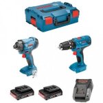 Bosch kit perceuse gsb 18v - 21 + visseuse  choc gdr 18v - 160 avec deux batteries 2. 0ah et coffret ...