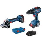 Bosch - pack meuleuse d'angle et perceuse visseuse ? percussion 18v (5, 0 ah et 2, 0 ah) li - ion - 0615990m47 ...