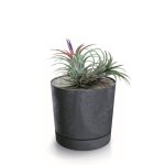 Botle pot de fleur rond anthracite plastique beton effect cache pot 14, 7 cm decoratif bac a plantes ...