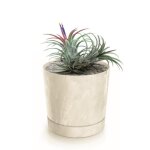 Botle pot de fleur rond creme en plastique beton effect cache pot 28, 3 cm decoratif bac a plantes avec ...