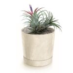 Botle pot de fleur rond creme en plastique beton effect cache pot 37, 5 cm decoratif bac a plantes avec ...