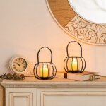 Bougeoirs photophore support votif pilier noir citrouille ensemble de 2 pices centrales de table avec ...