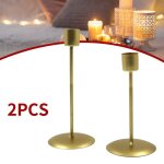 Bougeoirs simples pour d�coration de bureau, 2 pi�ces, chandelier haut, noir / dor�, d�corations de table ...