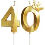 Bougies pour 40e anniversaire, bougie numro 40, bougies dores, bougie d'anniversaire pour gteau avec ...