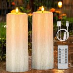 Bougie pilier solaire led rechargeable, 2pcs impermable fausse bougies  led flamme vacillante bougie ...