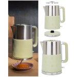 Bouilloire design verte rtro 1l7 2200w acier inoxidable pour th ou caf.