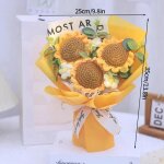 Bouquet de fleurs au crochet fini, bouquet de tournesol fait a la main, cadeau de saint - valentin, dcor ...