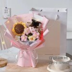 Bouquet de fleurs au crochet fini, bouquet de tournesol fait a la main, cadeau de saint - valentin, dcor ...