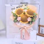 Bouquet de fleurs au crochet fini, bouquet de tournesol fait a la main, cadeau de saint - valentin, dcor ...