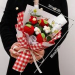 Bouquet de fleurs au crochet fini, bouquet de tournesol fait a la main, cadeau de saint - valentin, dcor ...