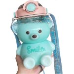 Bouteille d'eau ours avec paille, carafe anti - fuite kawaii avec bandouliere reglable pour le camping ...