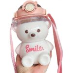 Bouteille d'eau ours avec paille, carafe anti - fuite kawaii avec bandouliere reglable pour le camping ...