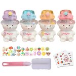 Bouteille d'eau en plastique ours kawaii 1200ml, avec sangle portable en paille, jolies bouteilles pour ...