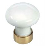 Boutons de meuble en porcelaine blanc - laiton - diamètre 30mm merigous Boutons de meuble en porcelaine blanc - laiton - diamètre 30mm merigous
