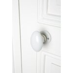 Bouton de porte porcelaine, blanc nickel� mat inspire, porcelaine sans trou