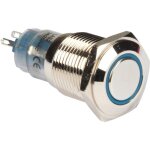 Bouton - poussoir m�tallique rond spdt 1no 1nc - anneau bleu switches r1600b