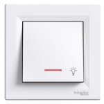 Bouton poussoir simple lumire + cadre, voyant lumineux blanc schneider asfora