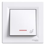 Bouton - poussoir simple  sonnette  avec cadre voyant lumineux bornes  vis blanc schneider asfora