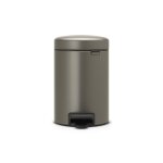 Brabantia poubelle � p�dale newicon, 3 litres, fermeture silencieuse, seau en plastique - platinum