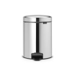 Brabantia poubelle  pdale newicon, 5 litres, fermeture silencieuse, seau en plastique - brilliant steel ...