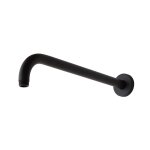 Bras de douche arrondi en noir mat avec fixation pour pomme haute