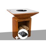 Brasero artiss g2 corten plaque de cuisson acier inoxydable alimentaire + housse de protection