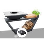 Brasero artiss g4 graphite plaque de cuisson acier inoxydable alimentaire + housse