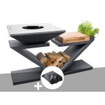 Brasero artiss g5 graphite plaque de cuisson acier inoxydable alimentaire + housse