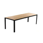 Brisbane - table de jardin 190cm 8 personnes avec plateau en verre tremp� effet bois