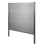 Brise - vue en wpc sarthe, clôture brise - vent, poteaux aluminium elément de base, 190cm gris Brise - vue en wpc sarthe, clôture brise - vent, poteaux aluminium elément de base, 190cm gris