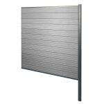 Brise - vue en wpc sarthe, cl�ture brise - vent, poteaux en aluminium el�ment d'extension, 185cm gris ...