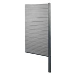 Brise - vue en wpc sarthe, cl�ture brise - vent, poteaux aluminium extension etroite, 95cm gris