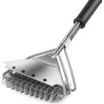 Brosse barbecue, 3 en 1 brosse nettoyage barbecue avec grattoir, poils acier inoxydable pour nettoyer ...