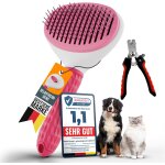Brosse pour chat et chien rose : pour poils courts et longs. avec ciseaux à griffes pour réduire la chute ... Brosse pour chat et chien rose : pour poils courts et longs. avec ciseaux à griffes pour réduire la chute ...