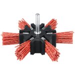 Brosse éventail nylon rouge sur tige scid - diamètre 100 mm Brosse éventail nylon rouge sur tige scid - diamètre 100 mm